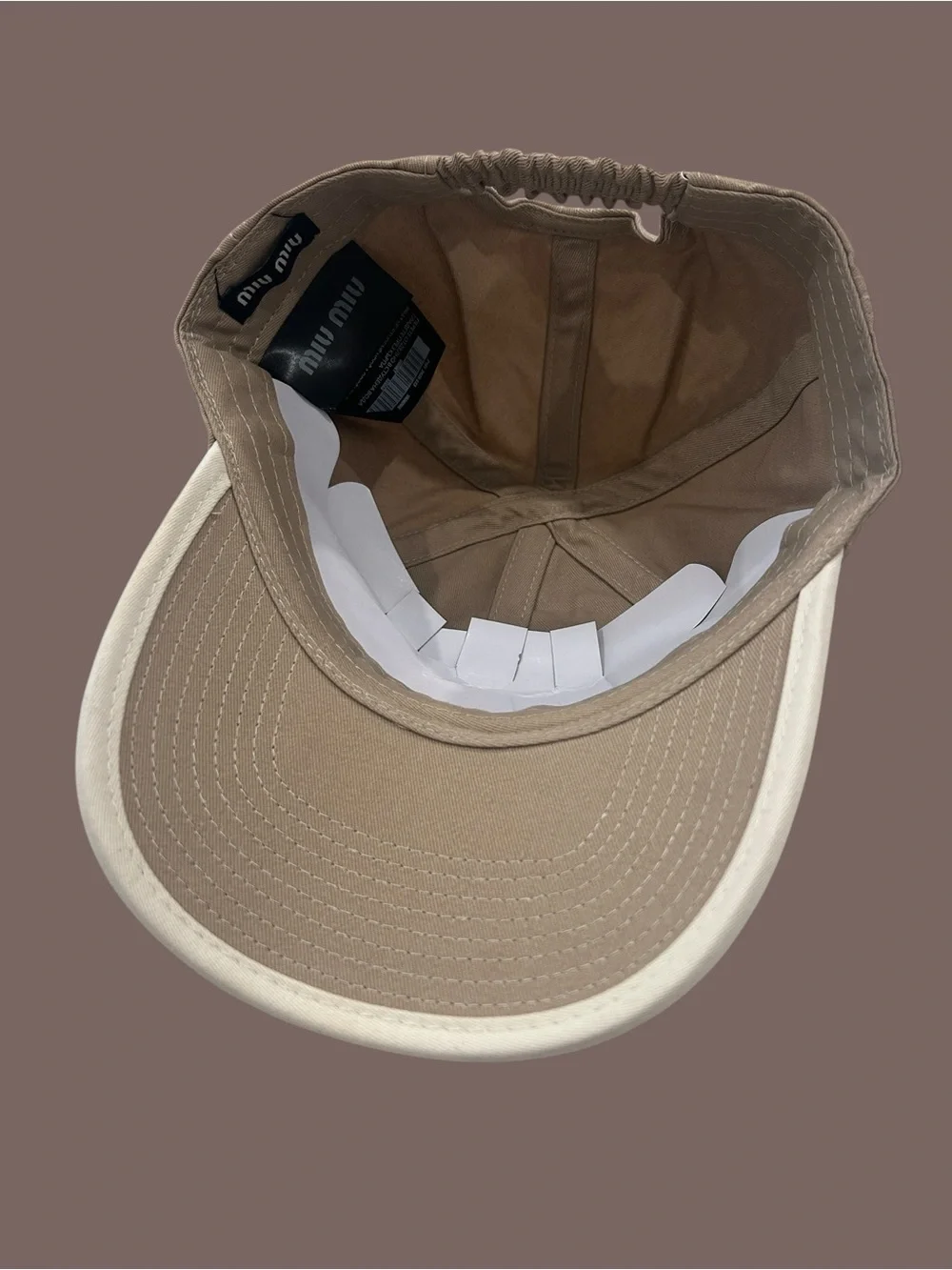 Miu Miu Brown Khaki Baseball Hat with White Trim